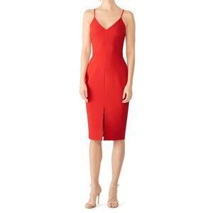 Likely Brooklyn Scarlet Red Sleeveless V-Neck Slit Cocktail Dress Size 4 NWT